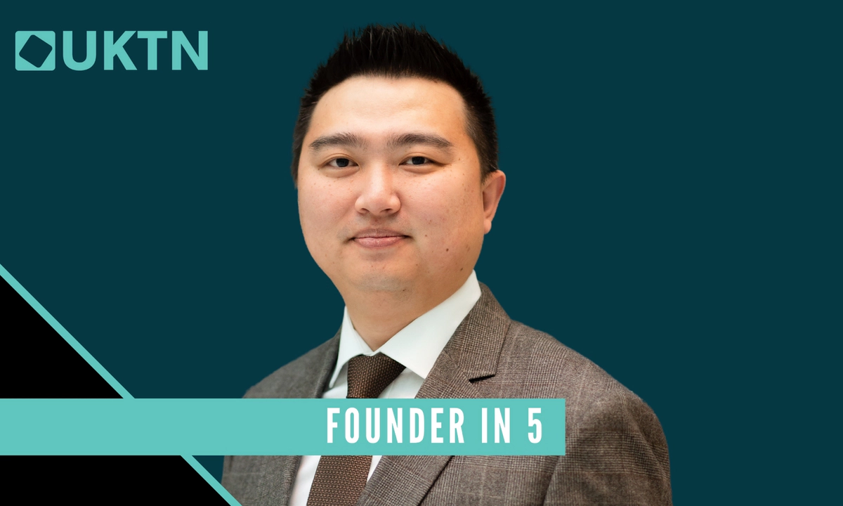 A picture of Transreport founder Jay Shen wearing a grey suit, in front of a dark turquoise and black plain background. The top left of the image has the UKTN logo in light turquoise colour, and a light turquoise banner spans the image at the bottom reading 'Founder in 5'. A picture of Transreport founder Jay Shen wearing a grey suit, in front of a dark turquoise and black plain background. The top left of the image has the UKTN logo in light turquoise colour, and a light turquoise banner spans the image at the bottom reading 'Founder in 5'.